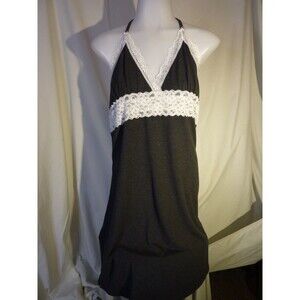 Women's Soft Cotton Night Grown-Gray & Cream Lace